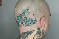 Tatuaje Dragón Japonés Color en Cráneo - Irezumi Buenos Aires