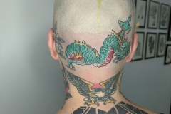 Tatuaje Dragón Japonés Color en Cráneo - Irezumi Buenos Aires